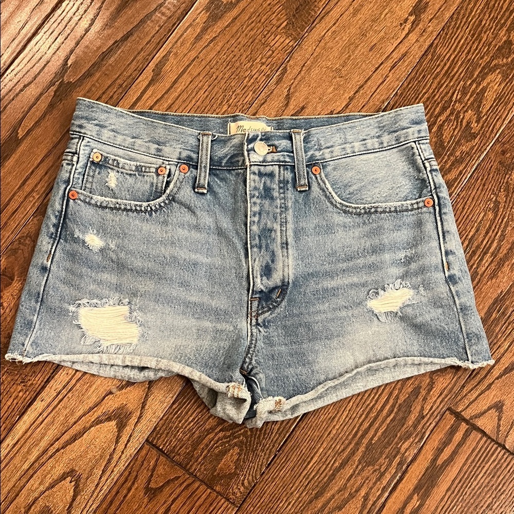 Madewell Light Blue Distressed Jean Shorts